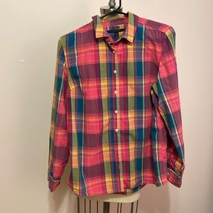 Women’s Shirt Tommy Hilfiger Sz Large Multi-Colored Reds/Greens/Yellows